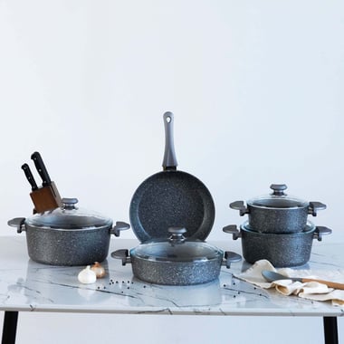 Bio Granite Blue Stone 9 Piece Cookware Set