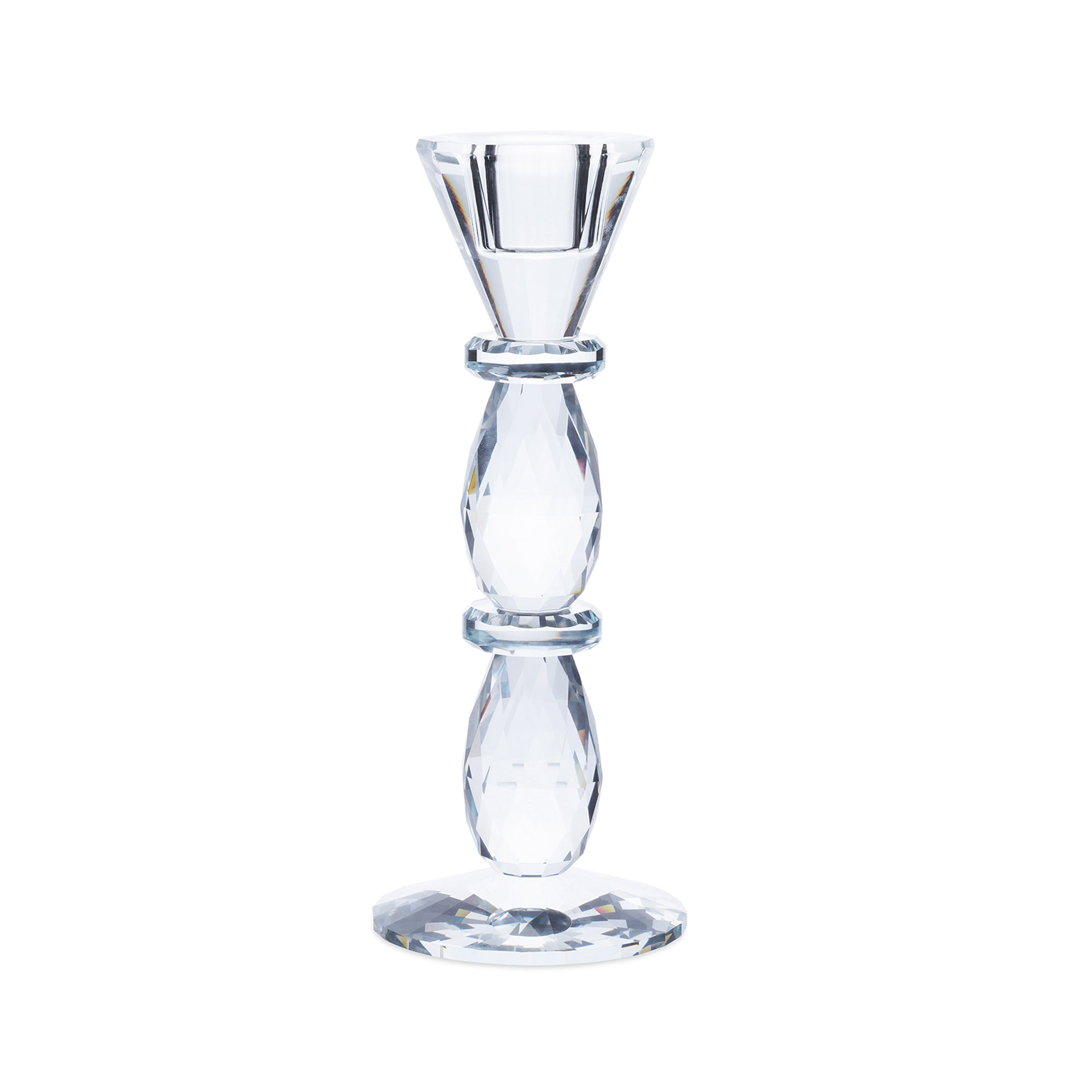 Glass Palma Dinner Taper Candle Holder (8x17.5cmH)
