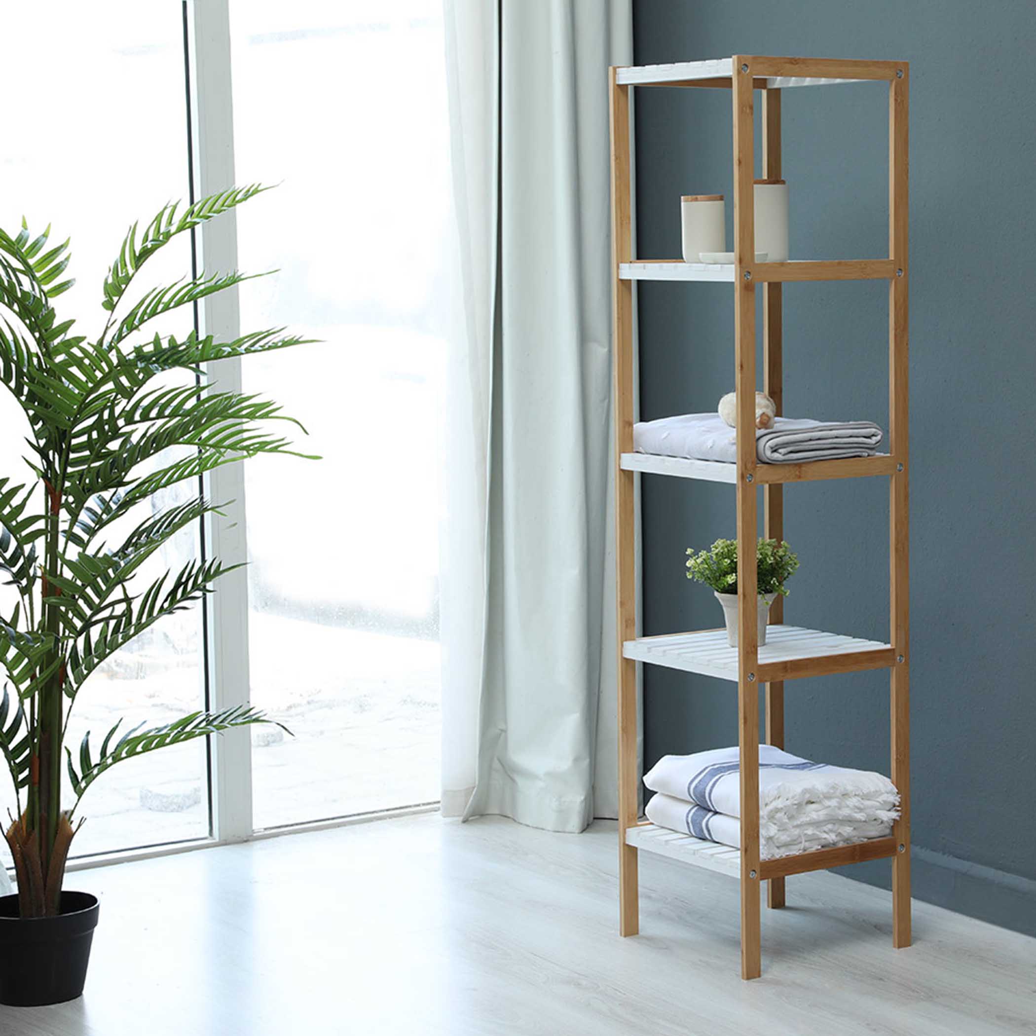 Bamboo bathroom deals shelf